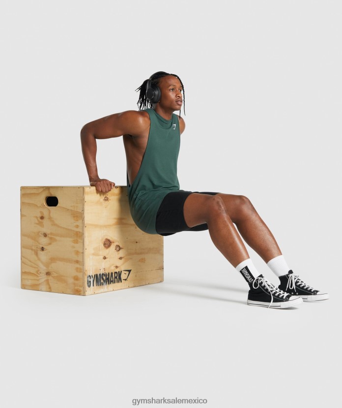 Gymshark tanque de brazo abatible crítico 2.0 verde oscuro hombres 04BZTL931 - Gymshark Mujer