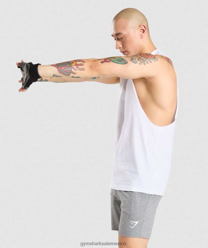 Gymshark tanque de brazo abatible crítico blanco hombres 04BZTL936 - Gymshark Mujer