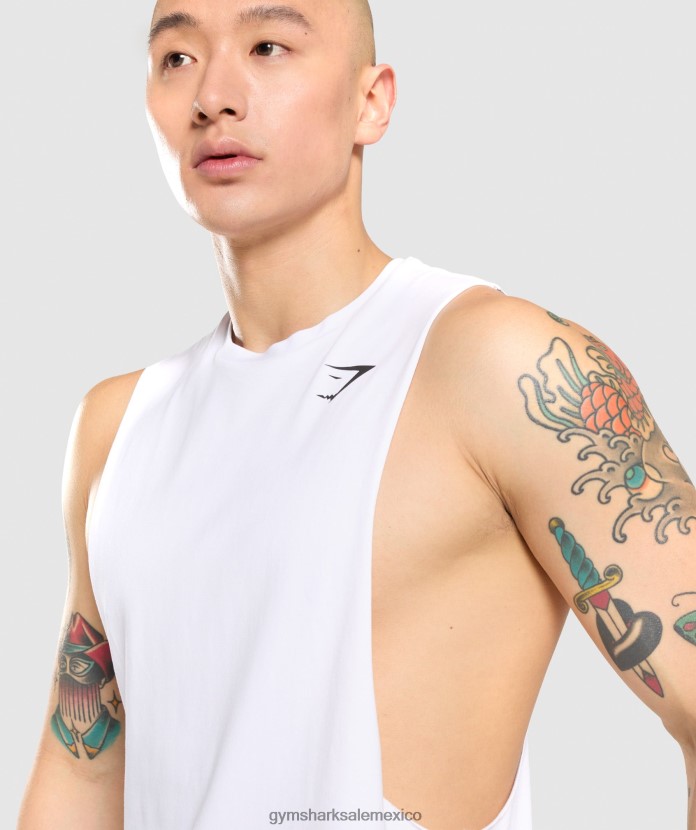 Gymshark tanque de brazo abatible crítico blanco hombres 04BZTL936 - Gymshark Mujer