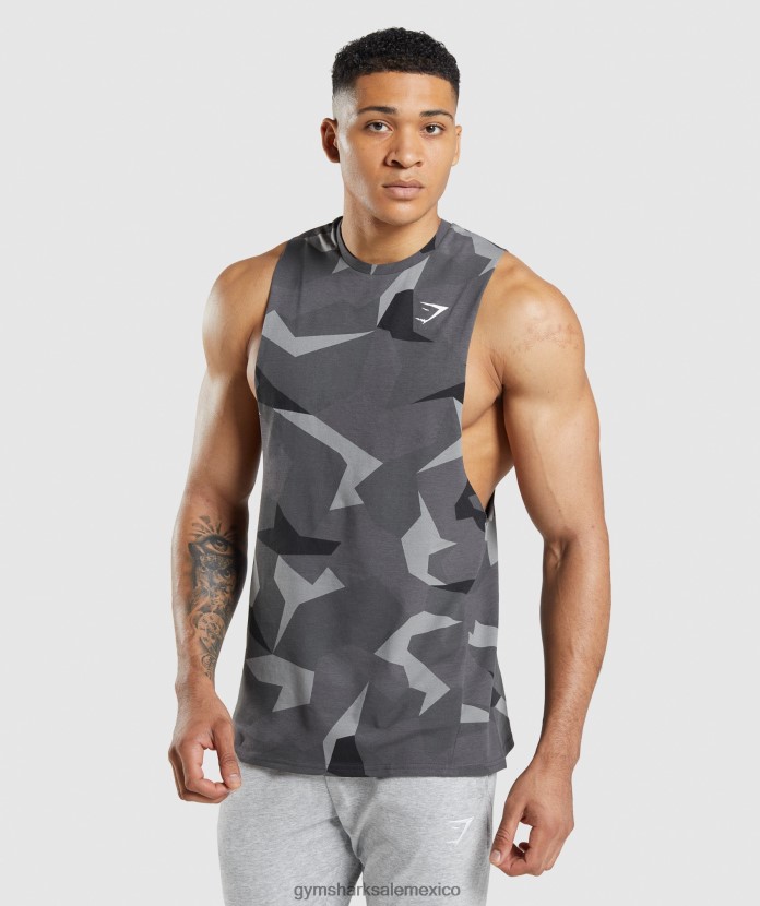 Gymshark tanque de brazo abatible crítico impresión negra hombres 04BZTL949 - Gymshark México
