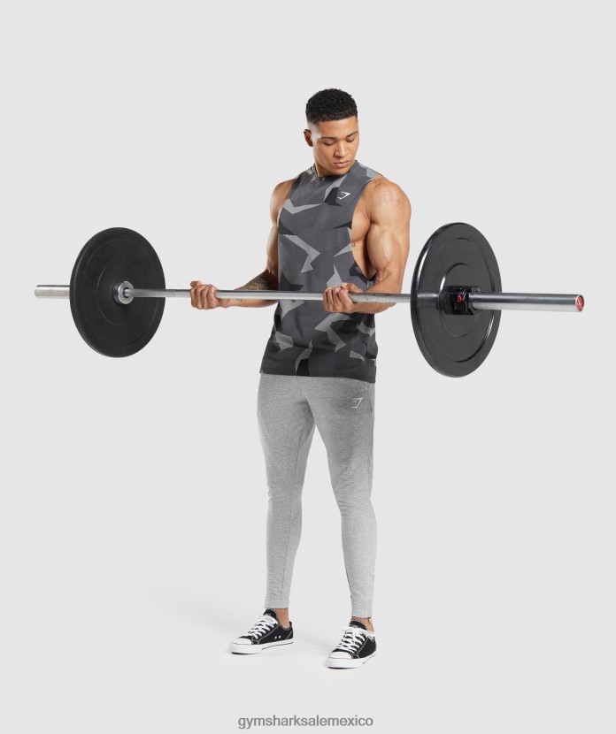 Gymshark tanque de brazo abatible crítico impresión negra hombres 04BZTL949 - Gymshark México