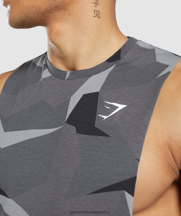 Gymshark tanque de brazo abatible crítico impresión negra hombres 04BZTL949 - Gymshark México