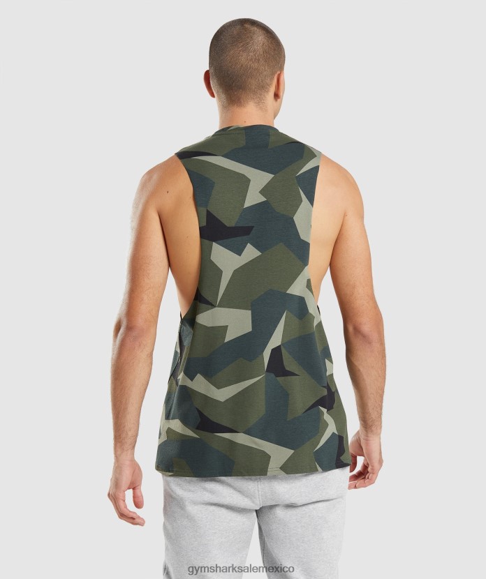 Gymshark tanque de brazo abatible crítico impresión verde hombres 04BZTL930 - Gymshark Hombre