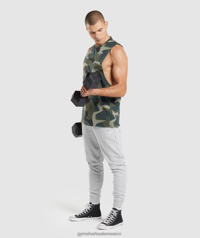 Gymshark tanque de brazo abatible crítico impresión verde hombres 04BZTL930 - Gymshark Hombre