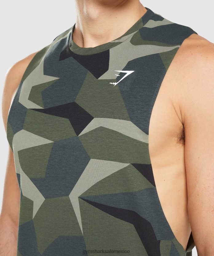 Gymshark tanque de brazo abatible crítico impresión verde hombres 04BZTL930 - Gymshark Hombre