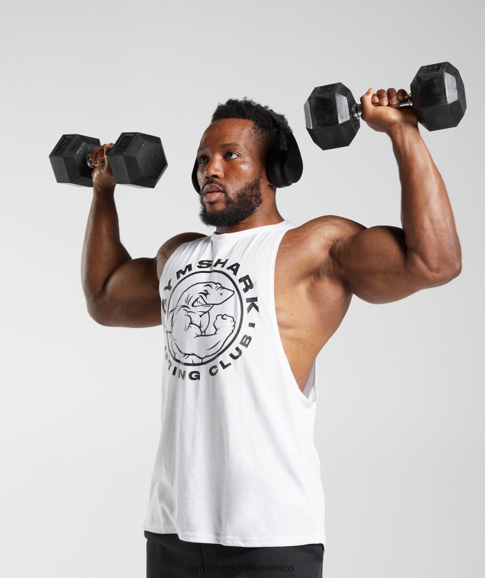 Gymshark tanque de brazo abatible heredado blanco hombres 04BZTL935 - Gymshark Hombre