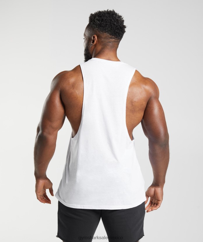 Gymshark tanque de brazo abatible heredado blanco hombres 04BZTL935 - Gymshark Hombre