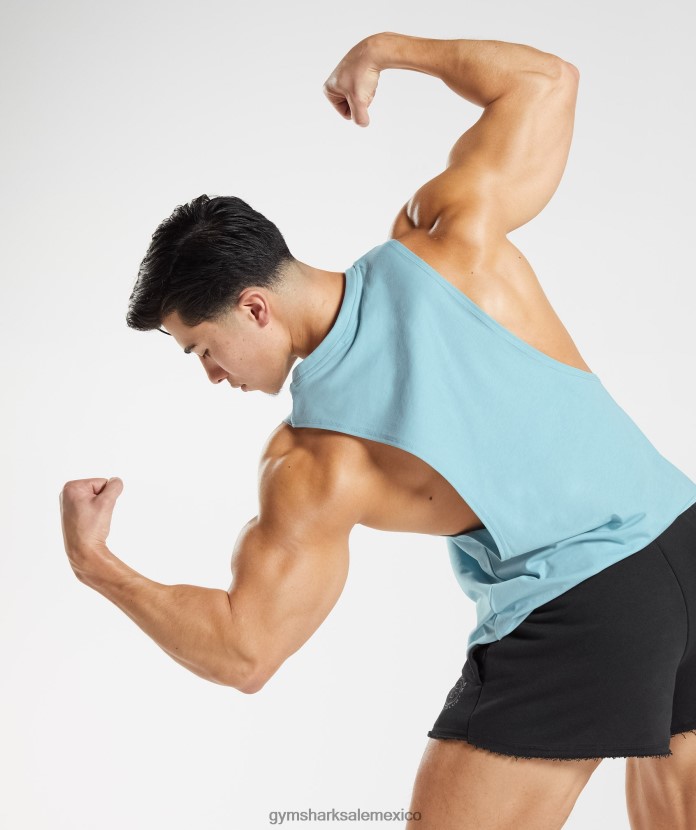 Gymshark tanque de brazo abatible heredado iceberg azul hombres 04BZTL956 - Gymshark Mujer