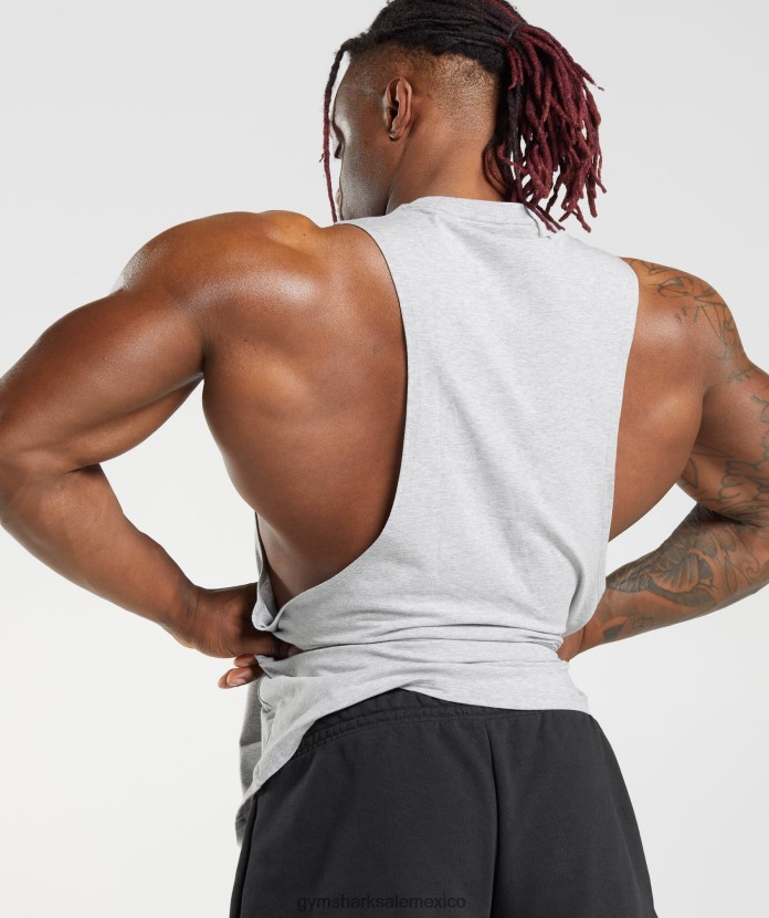 Gymshark tanque de brazo abatible heredado marga gris claro hombres 04BZTL932 - Gymshark Mexico