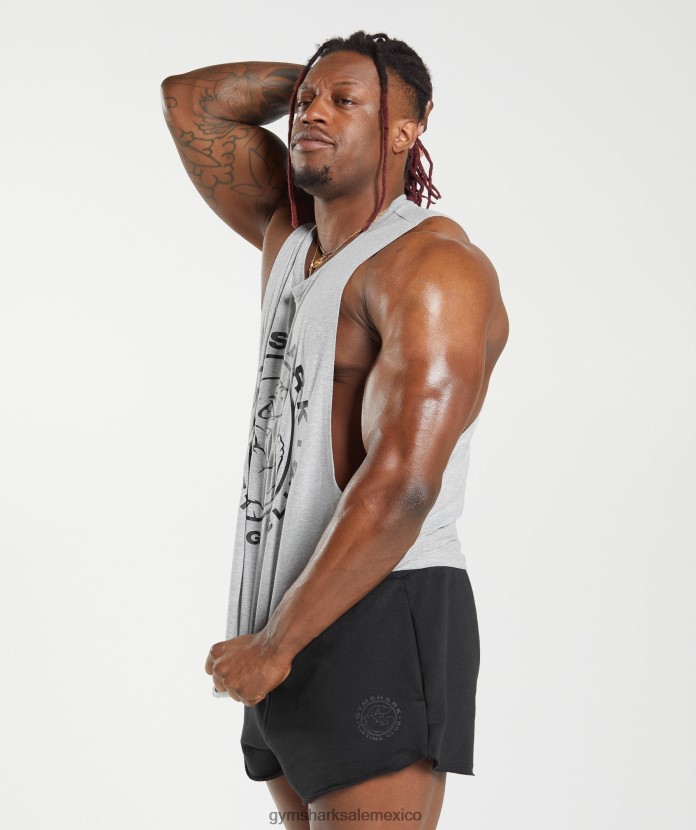 Gymshark tanque de brazo abatible heredado marga gris claro hombres 04BZTL932 - Gymshark Mexico