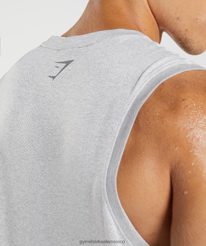 Gymshark tanque deportivo blanco/gris ahumado jaspeado hombres 04BZTL933 - Gymshark Sale