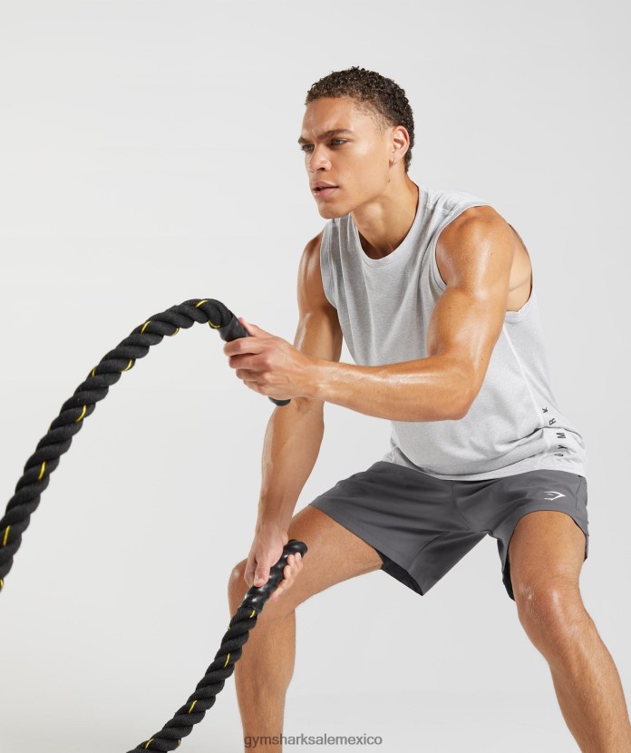 Gymshark tanque deportivo blanco/gris ahumado jaspeado hombres 04BZTL933 - Gymshark Sale