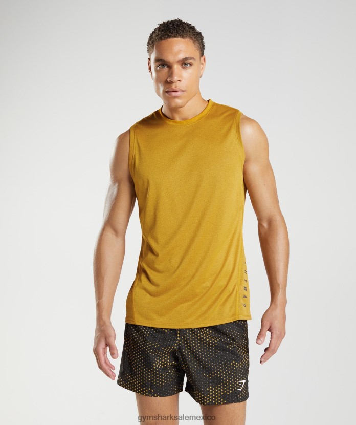 Gymshark tanque deportivo cúrcuma amarillo/negro jaspeado hombres 04BZTL913 - Gymshark Sale