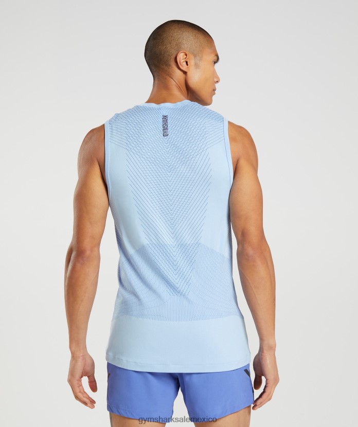 Gymshark tanque sin costuras apex azul lino/azul corte hombres 04BZTL938 - Gymshark Sale