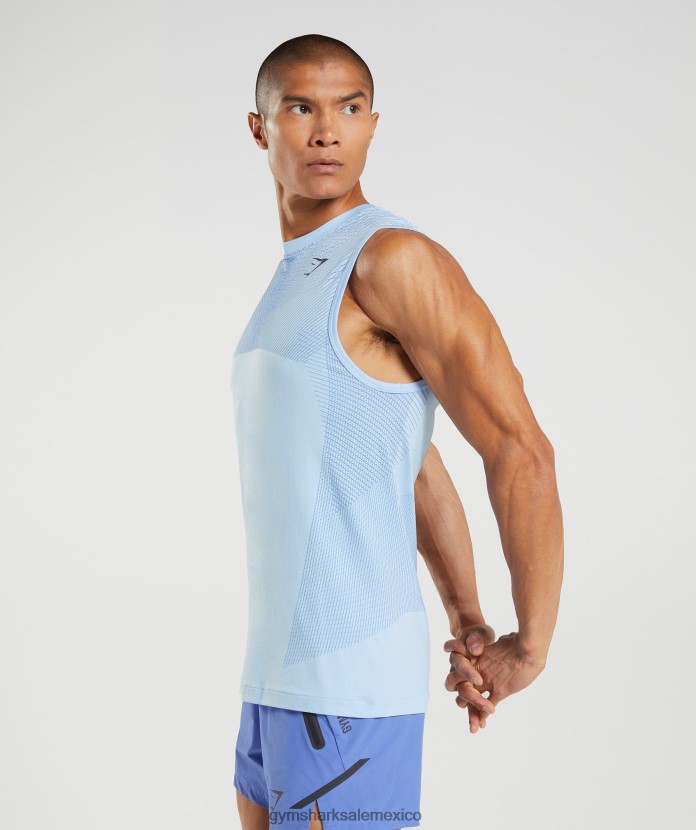 Gymshark tanque sin costuras apex azul lino/azul corte hombres 04BZTL938 - Gymshark Sale