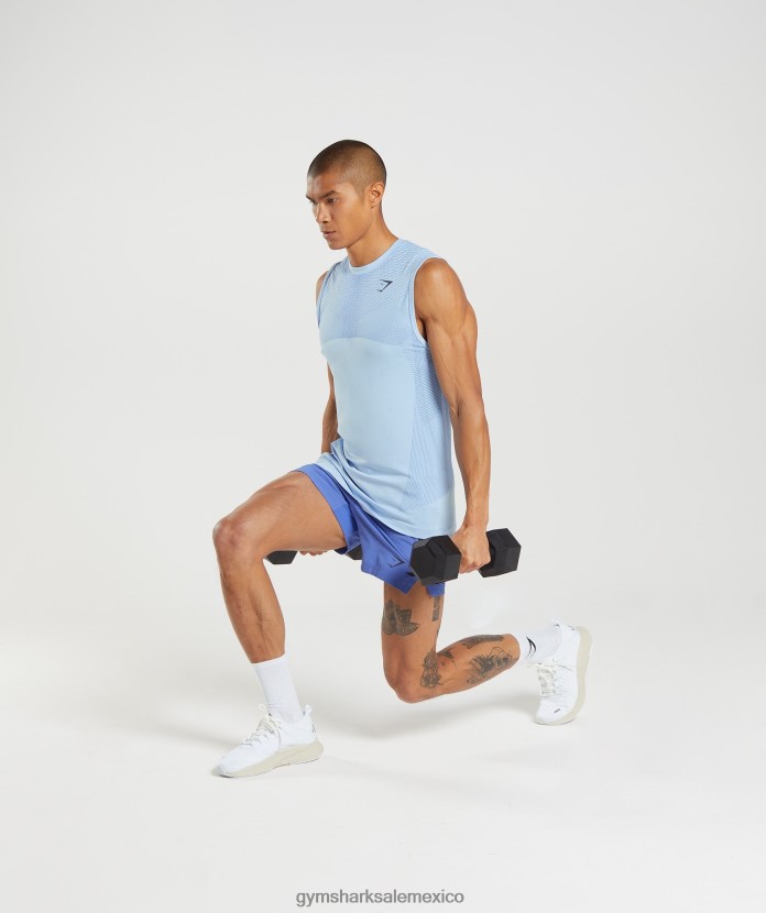 Gymshark tanque sin costuras apex azul lino/azul corte hombres 04BZTL938 - Gymshark Sale