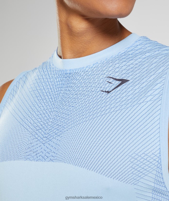Gymshark tanque sin costuras apex azul lino/azul corte hombres 04BZTL938 - Gymshark Sale