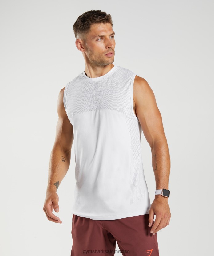 Gymshark tanque sin costuras apex blanco/gris claro hombres 04BZTL899 - Gymshark México