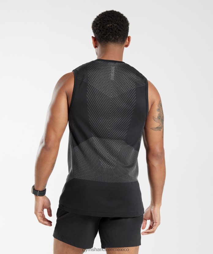 Gymshark tanque sin costuras apex negro/gris silueta hombres 04BZTL917 - Gymshark Mexico