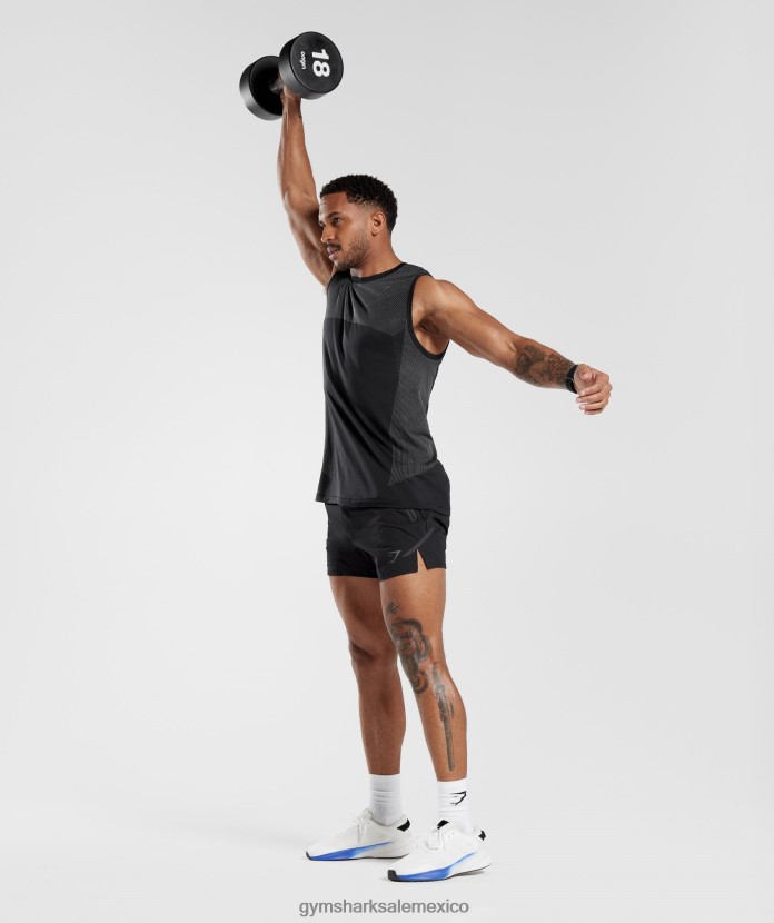 Gymshark tanque sin costuras apex negro/gris silueta hombres 04BZTL917 - Gymshark Mexico