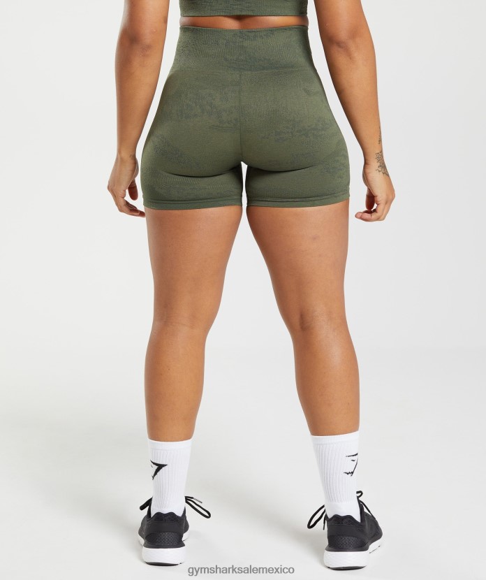 Gymshark adapt pantalones cortos de camuflaje sin costuras aceituna musgosa/aceituna central mujer 04BZTL14 - Gymshark Mujer