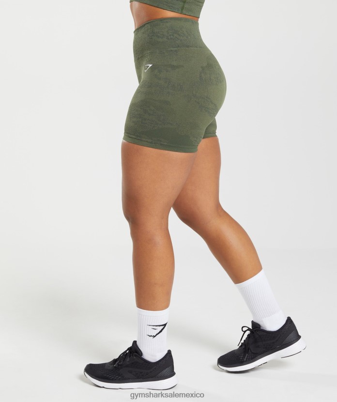 Gymshark adapt pantalones cortos de camuflaje sin costuras aceituna musgosa/aceituna central mujer 04BZTL14 - Gymshark Mujer