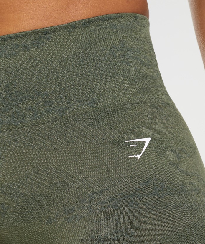 Gymshark adapt pantalones cortos de camuflaje sin costuras aceituna musgosa/aceituna central mujer 04BZTL14 - Gymshark Mujer