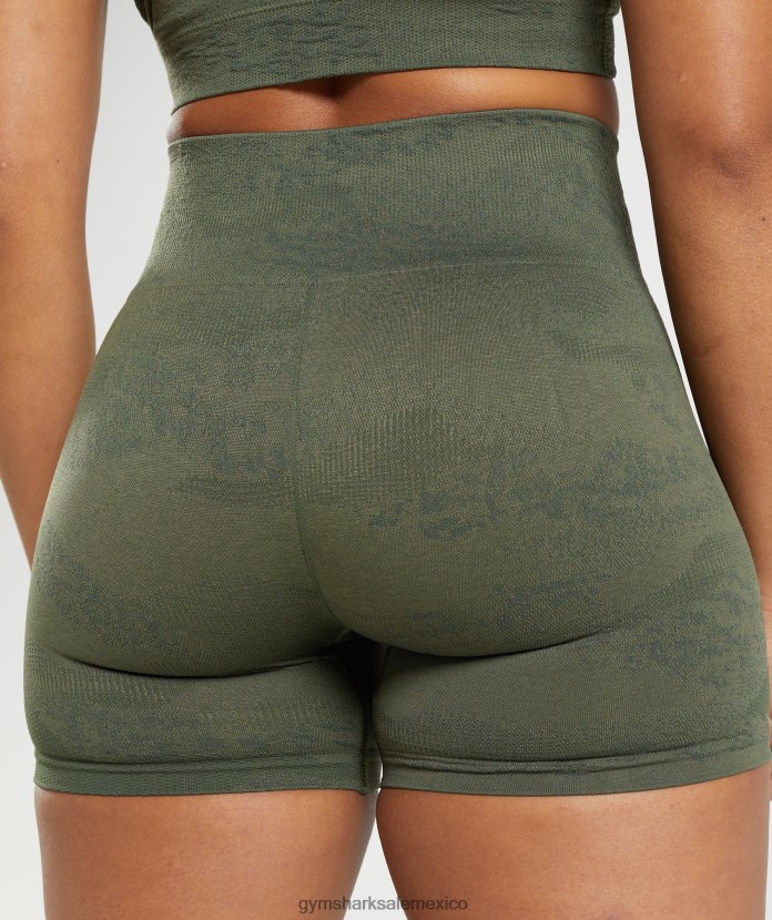 Gymshark adapt pantalones cortos de camuflaje sin costuras aceituna musgosa/aceituna central mujer 04BZTL14 - Gymshark Mujer