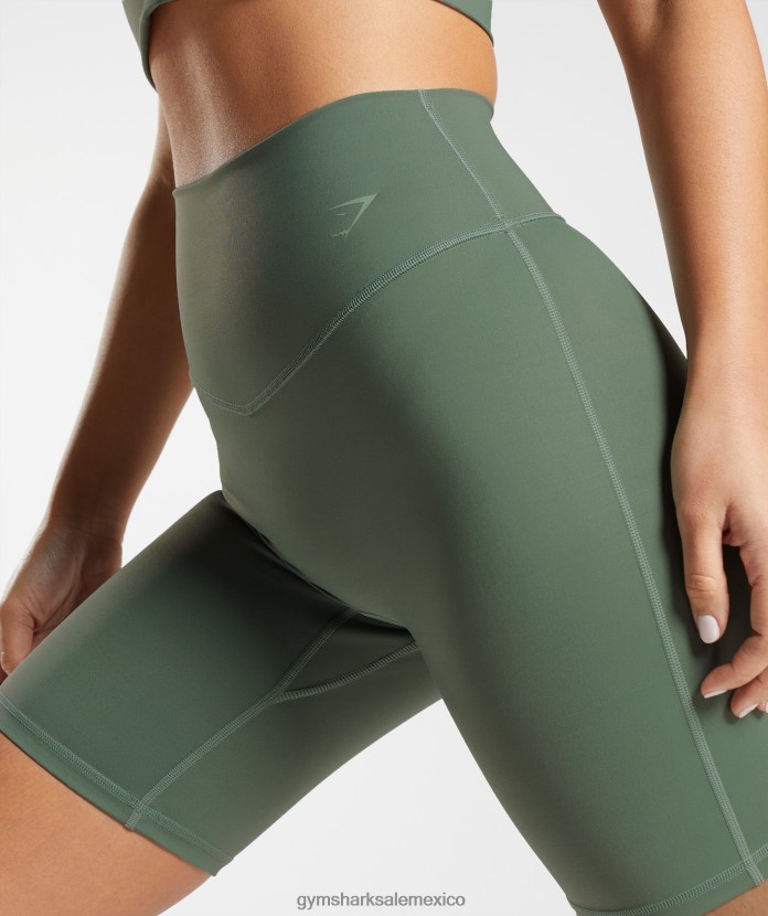 Gymshark elevar pantalones cortos de ciclismo sauce verde mujer 04BZTL50 - Gymshark México