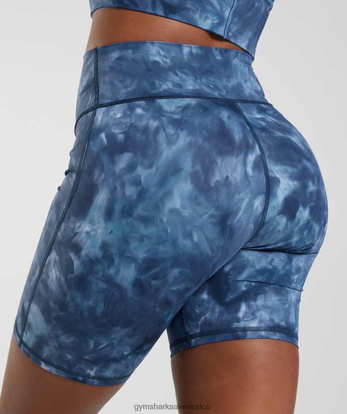 Gymshark elevar pantalones cortos de ciclismo tinte en aerosol azul junto al lago mujer 04BZTL67 - Gymshark Mujer