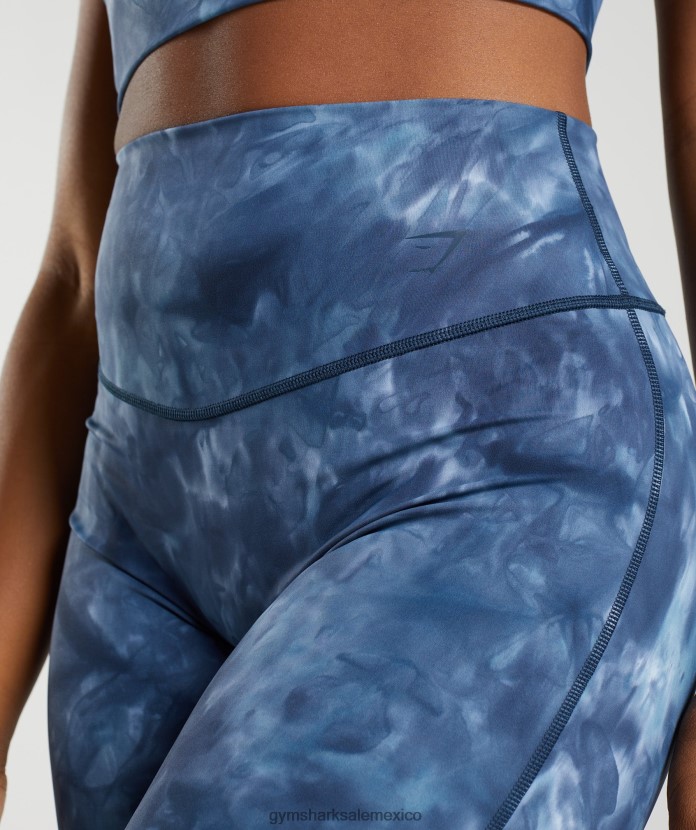 Gymshark elevar pantalones cortos de ciclismo tinte en aerosol azul junto al lago mujer 04BZTL67 - Gymshark Mujer