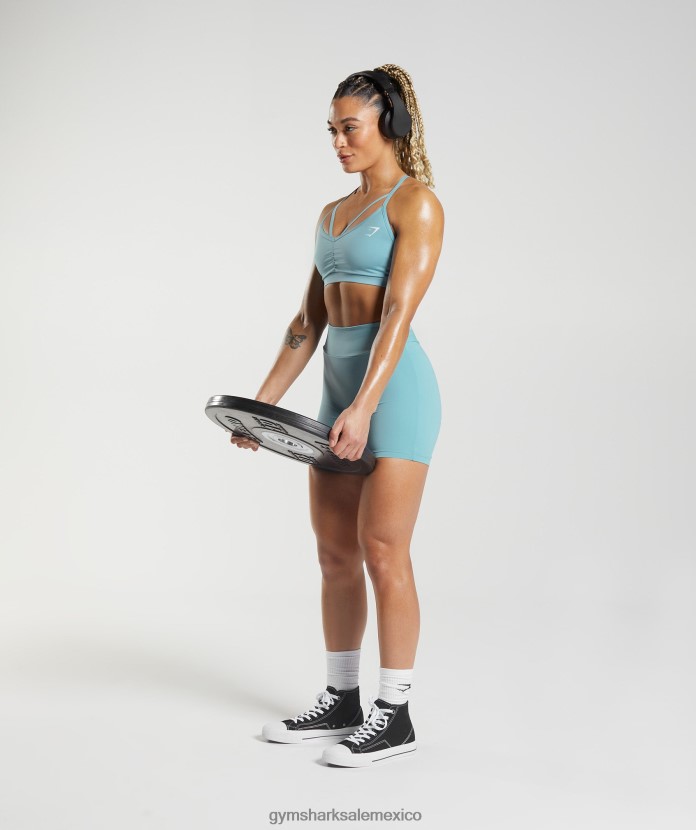 Gymshark pantalones cortos ajustados originales gs power iceberg azul mujer 04BZTL19 - Gymshark Mujer