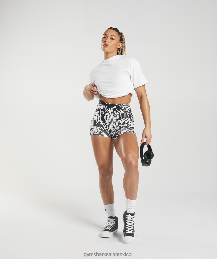Gymshark pantalones cortos ajustados originales gs power impresión negra mujer 04BZTL92 - Gymshark Mujer