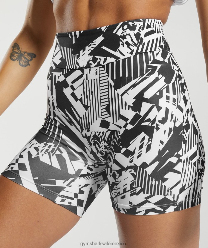 Gymshark pantalones cortos ajustados originales gs power impresión negra mujer 04BZTL92 - Gymshark Mujer