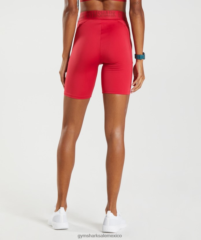 Gymshark pantalones cortos de ciclismo con marca de entrenamiento salsa roja mujer 04BZTL73 - Gymshark Mexico
