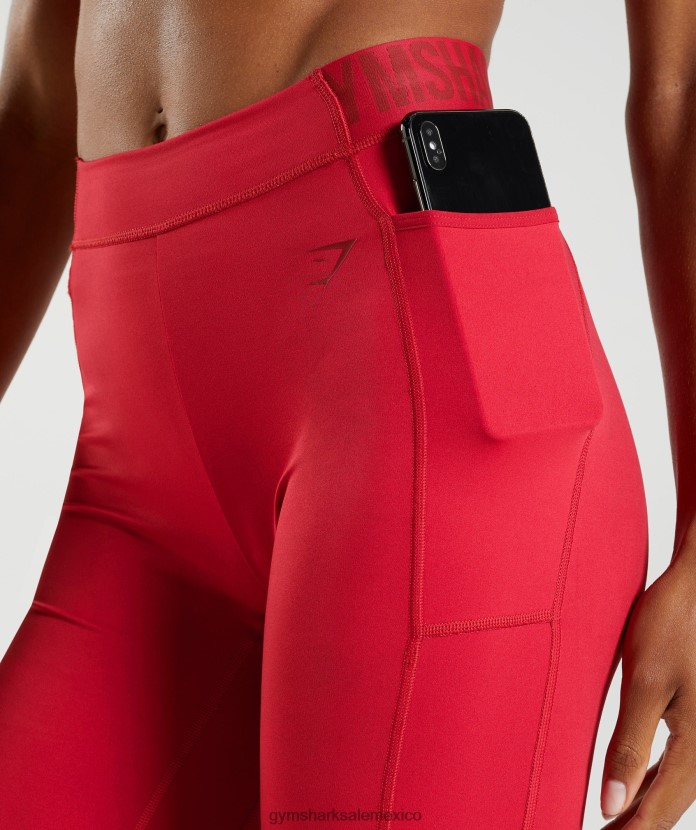 Gymshark pantalones cortos de ciclismo con marca de entrenamiento salsa roja mujer 04BZTL73 - Gymshark Mexico