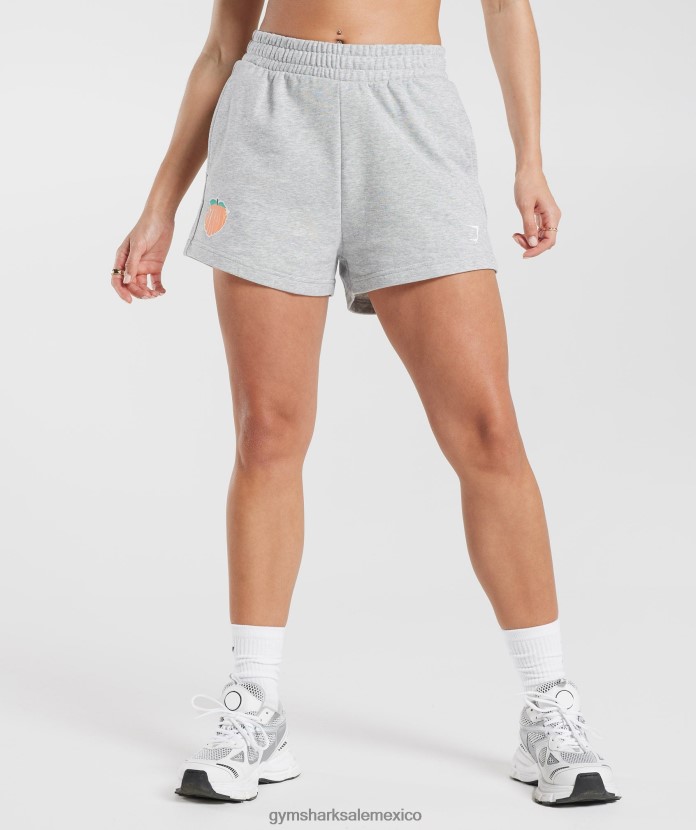 Gymshark pantalones cortos de durazno fuerte marga gris claro mujer 04BZTL30 - Gymshark Mujer