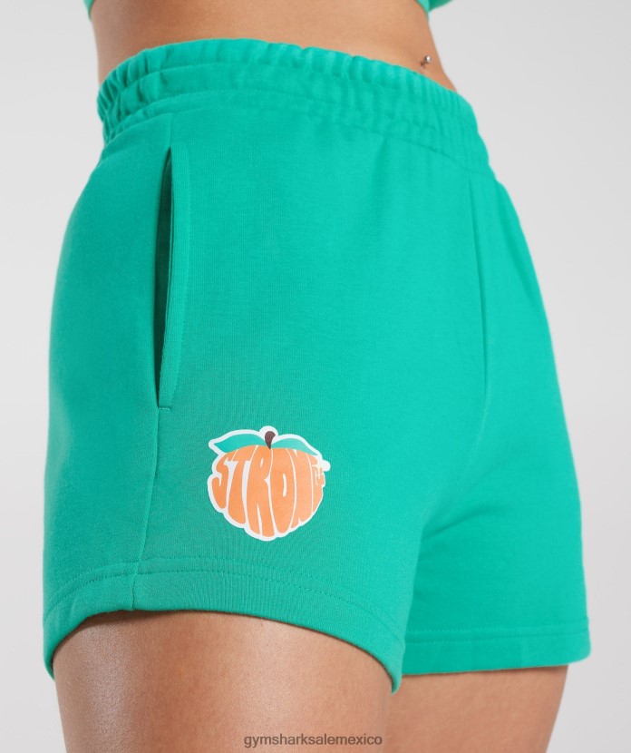 Gymshark pantalones cortos de durazno fuerte verde brillante mujer 04BZTL37 - Gymshark Sale