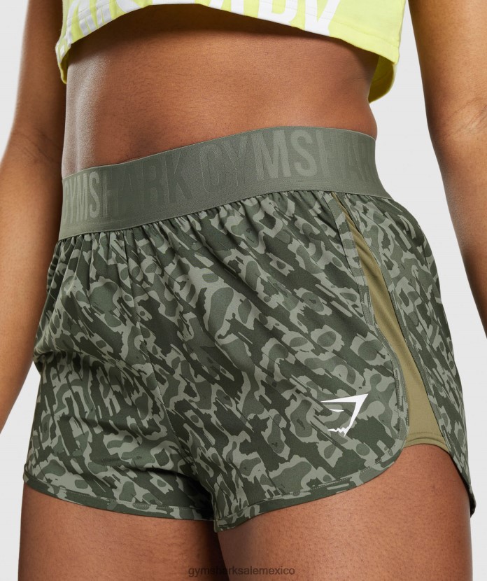 Gymshark pantalones cortos de entrenamiento holgados impresión verde mujer 04BZTL77 - Gymshark Mujer
