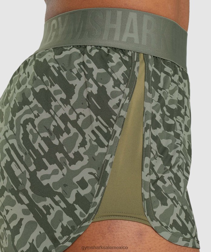 Gymshark pantalones cortos de entrenamiento holgados impresión verde mujer 04BZTL77 - Gymshark Mujer