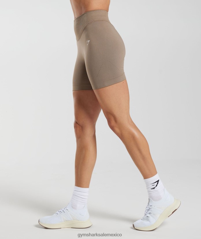 Gymshark pantalones cortos deportivos sin costuras marrón fósil mujer 04BZTL20 - Gymshark Mexico