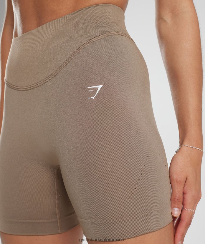 Gymshark pantalones cortos deportivos sin costuras marrón fósil mujer 04BZTL20 - Gymshark Mexico