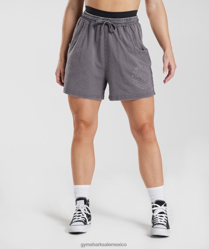 Gymshark pantalones cortos sueltos heredados gris titanio/lavado ácido mujer 04BZTL107 - Gymshark Mujer