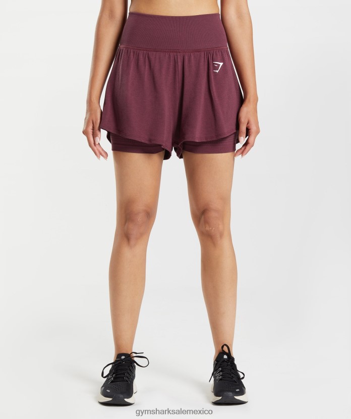 Gymshark pantalones cortos vital sin costuras 2.0 2 en 1 marga granate al horno mujer 04BZTL65 - Gymshark México