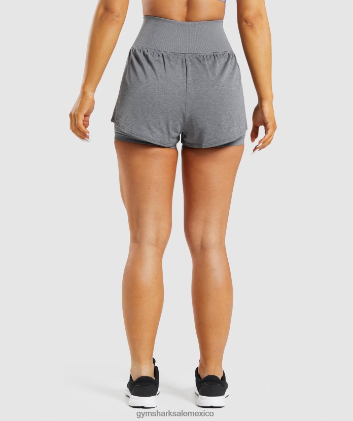 Gymshark pantalones cortos vital sin costuras 2.0 2 en 1 marga gris ahumado mujer 04BZTL97 - Gymshark Mujer