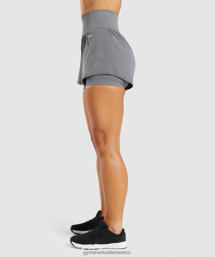 Gymshark pantalones cortos vital sin costuras 2.0 2 en 1 marga gris ahumado mujer 04BZTL97 - Gymshark Mujer