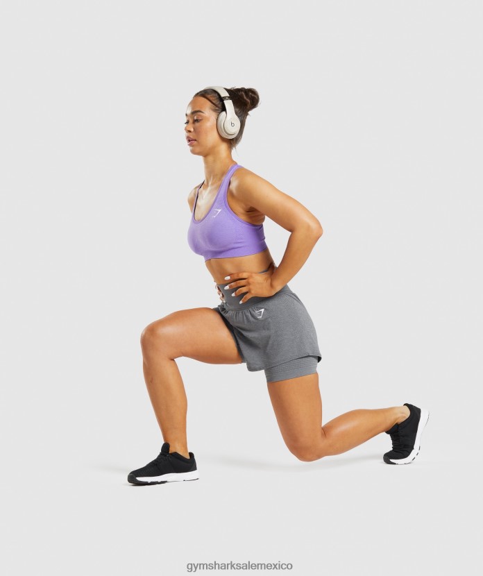 Gymshark pantalones cortos vital sin costuras 2.0 2 en 1 marga gris ahumado mujer 04BZTL97 - Gymshark Mujer