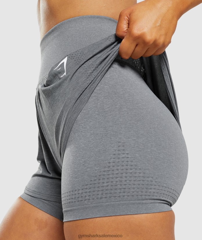 Gymshark pantalones cortos vital sin costuras 2.0 2 en 1 marga gris ahumado mujer 04BZTL97 - Gymshark Mujer