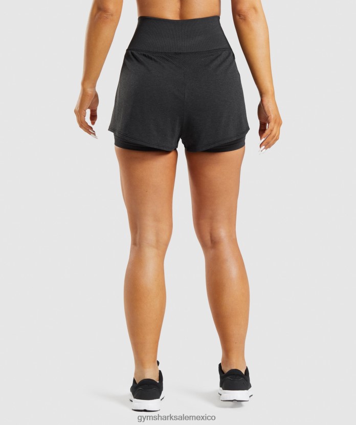 Gymshark pantalones cortos vital sin costuras 2.0 2 en 1 marga negra mujer 04BZTL88 - Gymshark Mexico