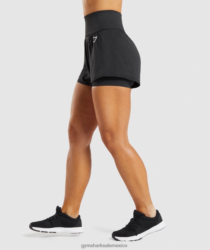 Gymshark pantalones cortos vital sin costuras 2.0 2 en 1 marga negra mujer 04BZTL88 - Gymshark Mexico